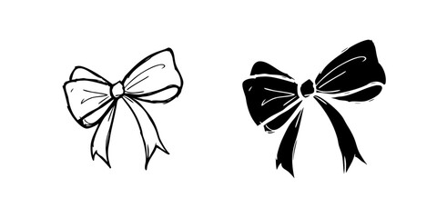 Fototapeta premium A modern vector icon set featuring ribbon bows, suitable for gift and celebration designs.