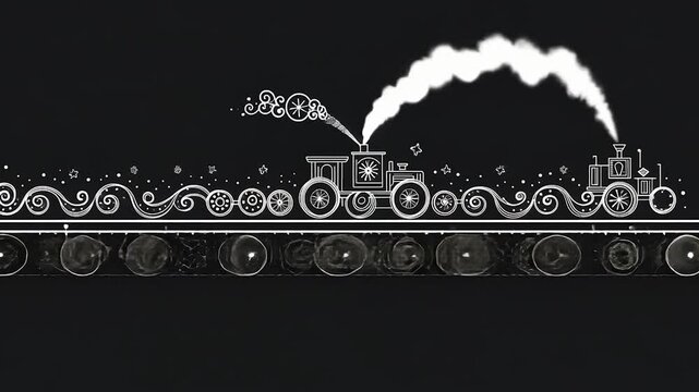 Vintage train illustration on dark background