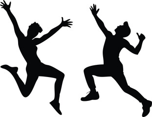 Jumping People Silhouette Vector Art Design