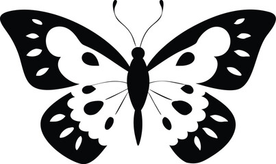 Black and White Butterfly Silhouette Vector Design