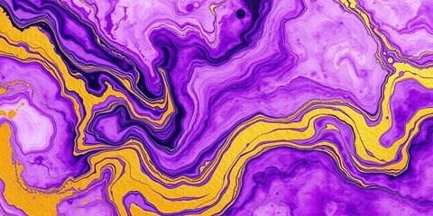 Fototapeta premium Swirling purple gold marble, abstract liquid ink art Watercolor alcohol ink on textured paper, illustration, painting