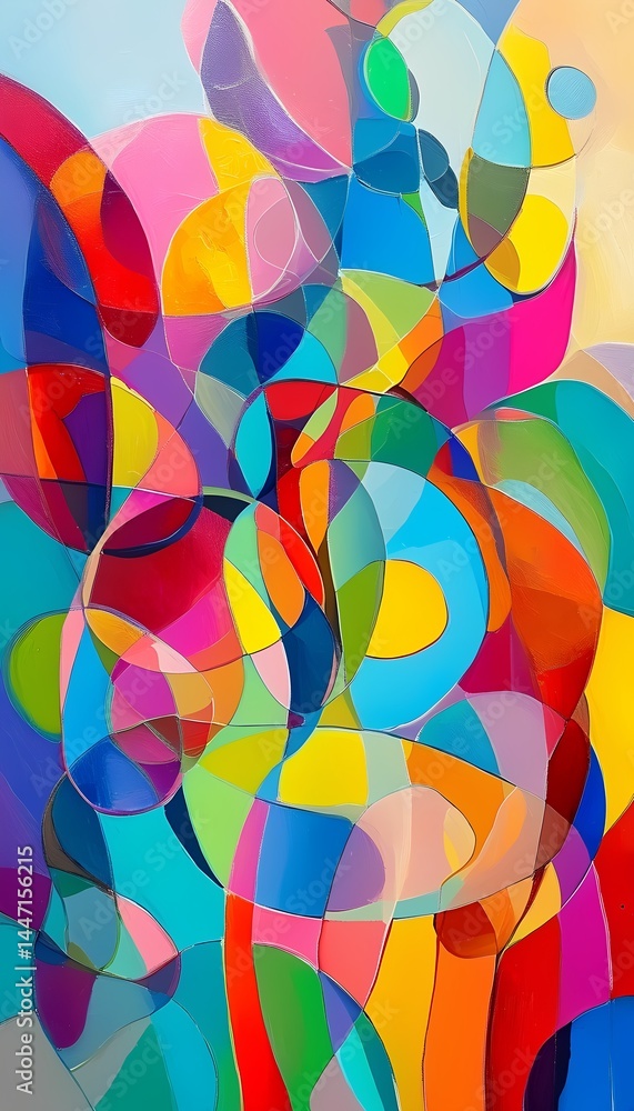 Poster colorful abstract art displaying vibrant shapes art gallery digital artwork modern environment close