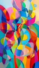 Obraz premium Colorful abstract art displaying vibrant shapes art gallery digital artwork modern environment close-up view expression of emotion