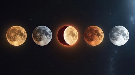 Lunar phases progression capturing the beauty and science of celestial events