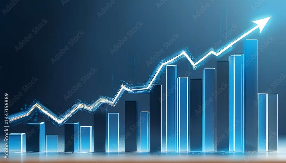Aufkleber business growth strategies analyzing financial trends in modern markets data visualization dynamic e