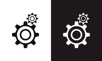 Setting gears icon. Cogwheel group. Gear design collection on white and black background - stock vector.