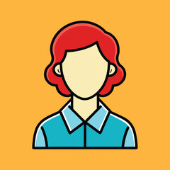 Fototapeta premium Stylized faceless woman with red hair wearing a blue collared shirt