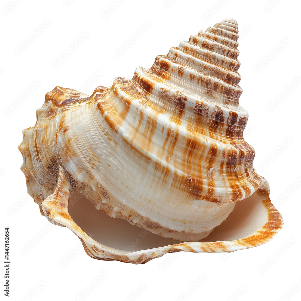Poster beautiful sea shell with intricate patterns isolated on transparent background showcasing its natura