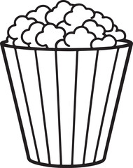 popcorn line art, black outline, vector and illustration, coloring book page line art drawing