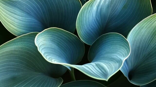 Lush bluegreen hosta leaves in gentle swaying motion