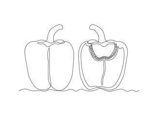 Abstract Bell Pepper, Bulgarian pepper, paprika. continuous single one line art hand drawing sketch logo