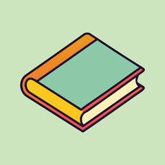 Isometric illustration of a colorful hardcover book on a pastel green background