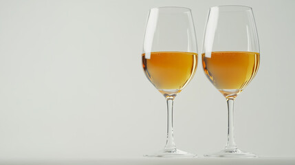 Two glasses of champagne isolated on a white background, PNG file with transparent elements.