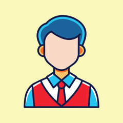 Flat vector illustration of a man wearing a tie and vest