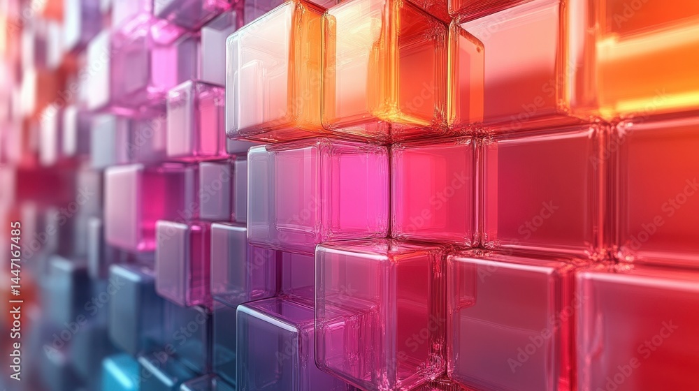 Fototapete gradient cubes structure with a play of light and transparency rendering a captivating visual