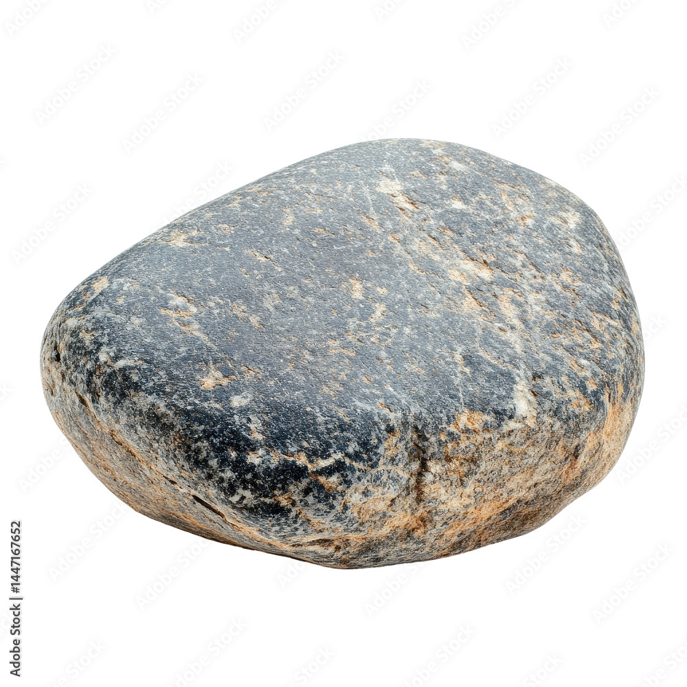 Poster smooth gray stone on transparent background showcasing natural texture and unique features, stone is