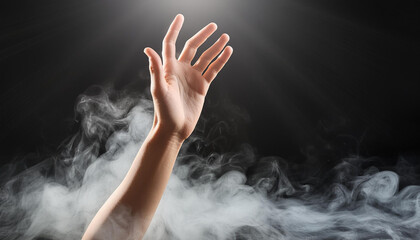 Hand Reach With Smoke Background, Hand Reach Visual Concept