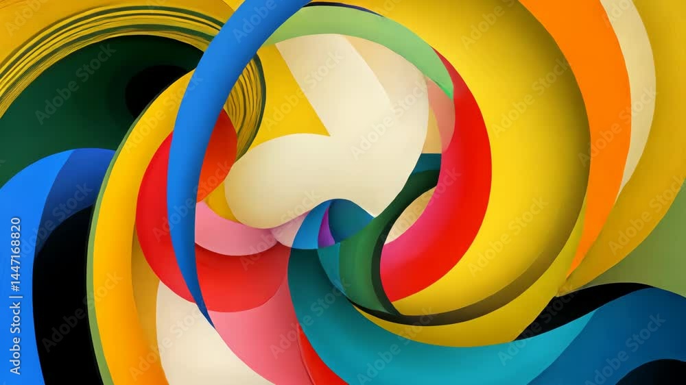Poster dynamic abstract swirls in vibrant multicolor artistic movement sequence