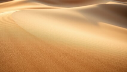 Golden Sand Dunes Under Soft Light Creating Serene Desert Landscape with Smooth Textures