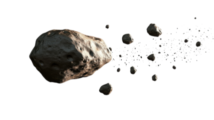 Dynamic Scene of Flying Asteroids in Outer Space Illustrating Celestial Movement and Cosmic Phenomenon