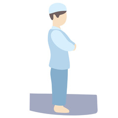 Muslim Boy Prayer Movement Illustration