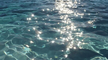 Sunlight Twinkling and Reflecting on Tropical Water Ripples