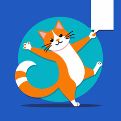 Cute Orange Tabby Cat Cartoon with Speech Bubble_Fun Illustration of Happy Kitten for Kids_Playful Feline Character Design_Animated Cat Vector Graphic_Cat Lovers Image