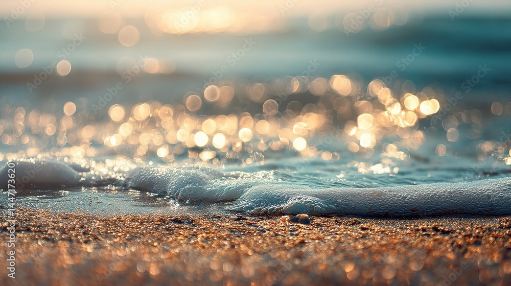 Aufkleber abstract blurred beach view with shimmering bokeh from sunlight