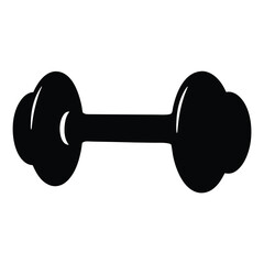Simple black dumbbell illustration on a white background, vector  minimal fitness concept