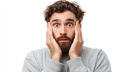 Man with Blank Stare, Shocked Expression, Wide Eyes