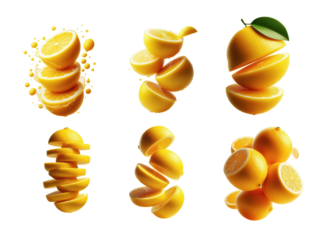 Citrus slices dance a sunny cascade
