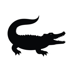 Fototapeta premium Silhouette of a crocodile or alligator with visible sharp teeth and reptile features