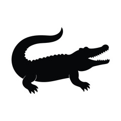 Silhouette of a crocodile or alligator with visible sharp teeth and reptile features