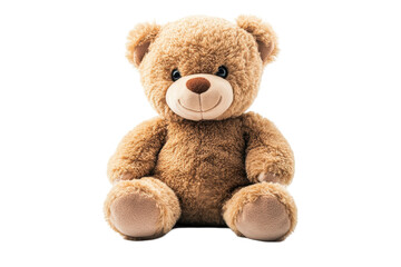Obraz premium Light brown teddy bear with a friendly expression, positioned against a colorful and vibrant backdrop.
