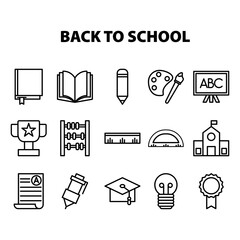 Back to School Icon Set with Line Style