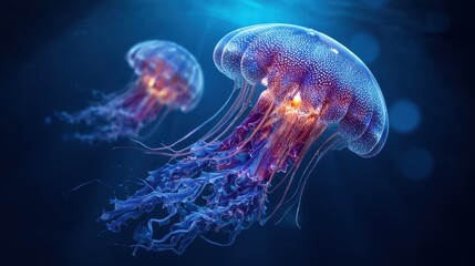 Glowing Jellyfish Underwater Stunning Ocean Wildlife Photography
