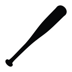 A black silhouette of a vector baseball bat against a white background