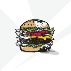 hamburger graphic drawing element food