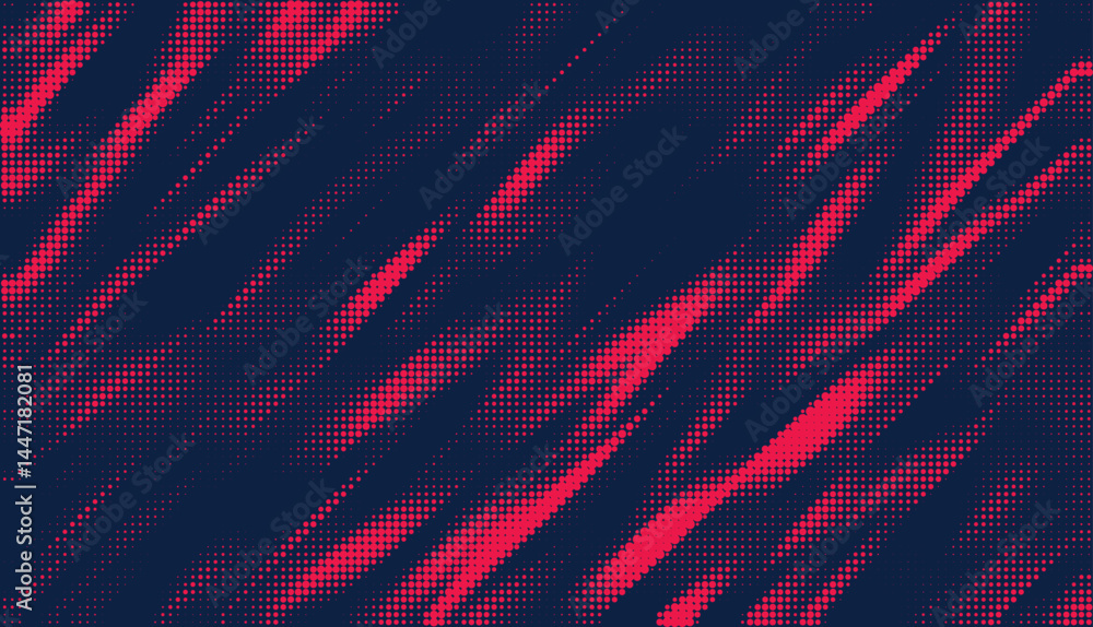Poster Halftone dots red and blue color pattern gradient grunge texture background. Vector illustration