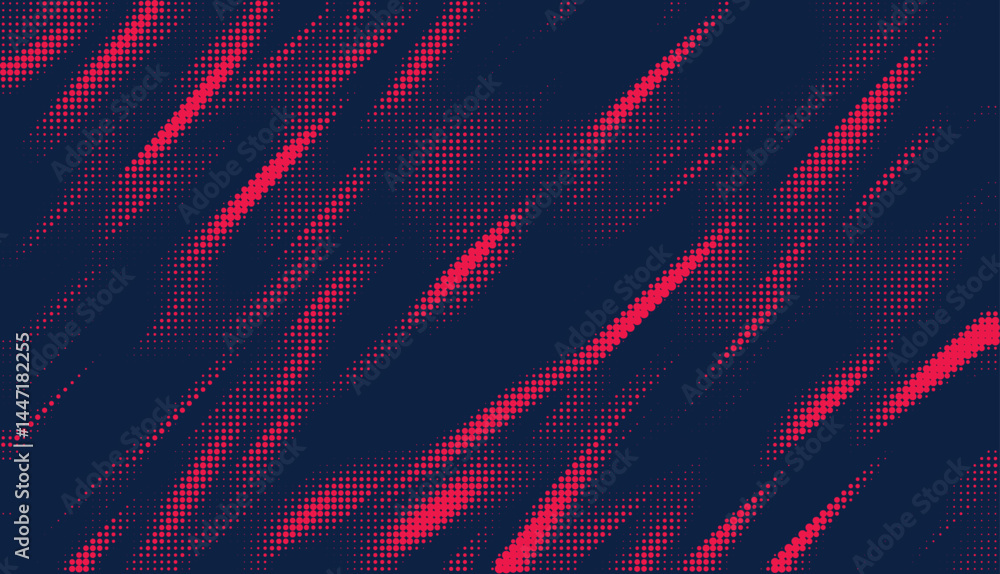 Poster Halftone dots red and blue color pattern gradient grunge texture background. Vector illustration