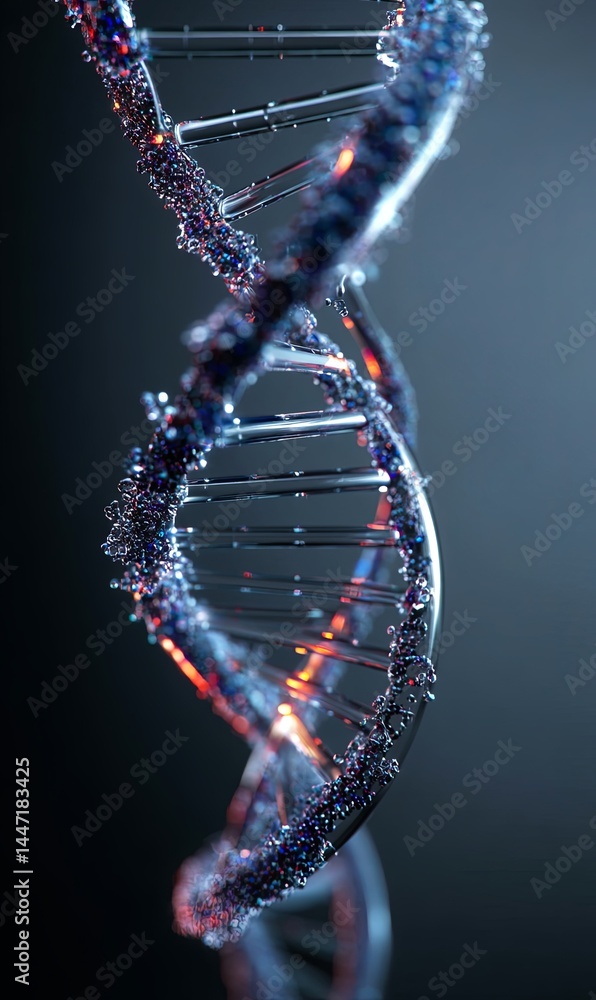 Poster dna double helix structure illuminated with intricate details