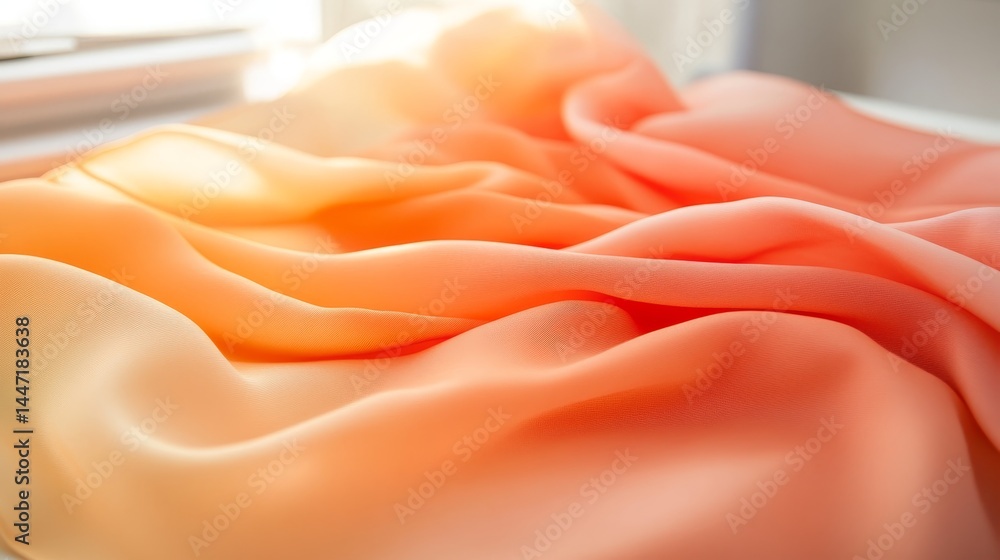 Aufkleber a single piece of fabric rests gracefully on a chair, displaying a stunning gradient of warm colors 