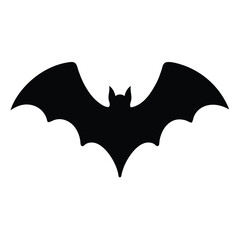 Black bat silhouette with outstretched vector wings isolated on a white background