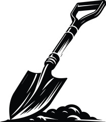 Shovel Silhouette Symbol Freshly Plunged into Earth