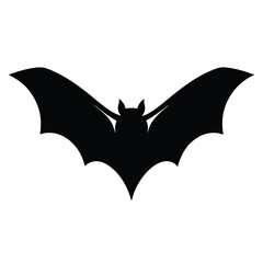A Black Bat Silhouette Against vector a White Background for Halloween Decoration