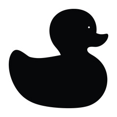 Simple black rubber duck silhouette vector on a white background for design