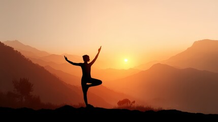 Sunrise Yoga Silhouette Find Inner Peace Through Mountaintop Asanas