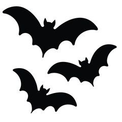 Fototapeta premium Three Black Bats Flying in vector a Group on a White Background