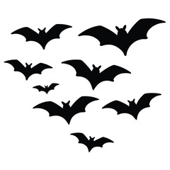 Silhouette of bats soaring, vector  creating a spooky Halloween themed graphic design