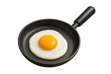 Perfectly Fried Egg in a Black Frying Pan - Minimalist Breakfast Stock Image